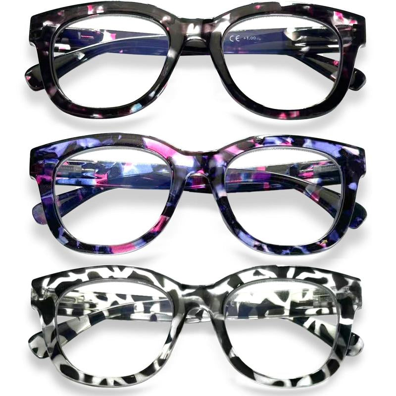 ZOELEAD 3 Pack Reading Glasses for Women Men Blue Light Blocking Readers with Spring Hinges Fashion Computer Eyeglasses