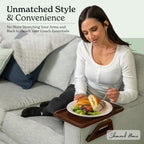 Bamboo Couch Arm Table - Clip-On Tray for Snacks, Drinks & TV Dinners, 13.75 x 9.5 Inch, Brown