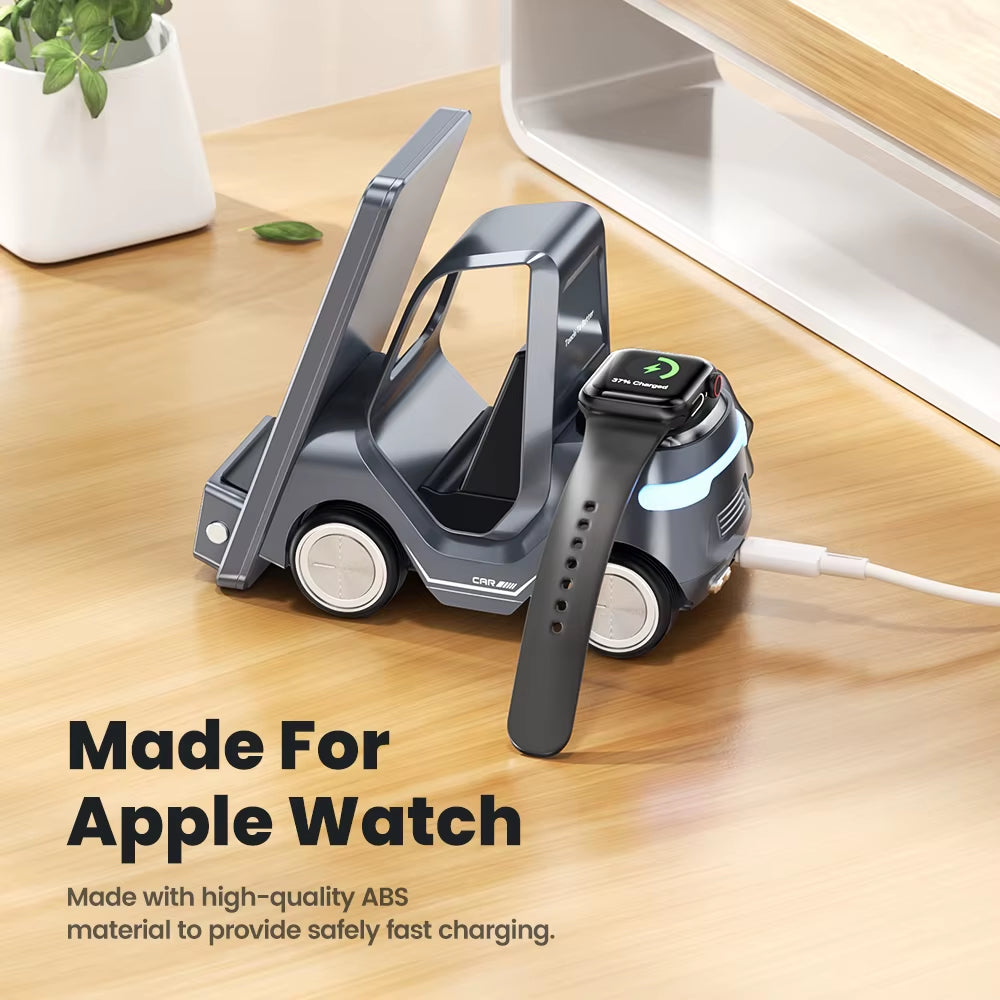 Toocki T20 Magnetic Wireless Charger Phone Stand Pad for Iphone Samsung Car Alarm Clock Display Desk Fast Charger with Taillight