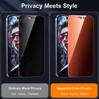 Esanik 2 Pack for Iphone 17 Pro Max Colorful Privacy Screen Protector – Gradient Anti-Spy Tempered Glass, Military-Grade 9H Hardness, Anti-Scratch, Shatterproof, Flawless Fit Tray