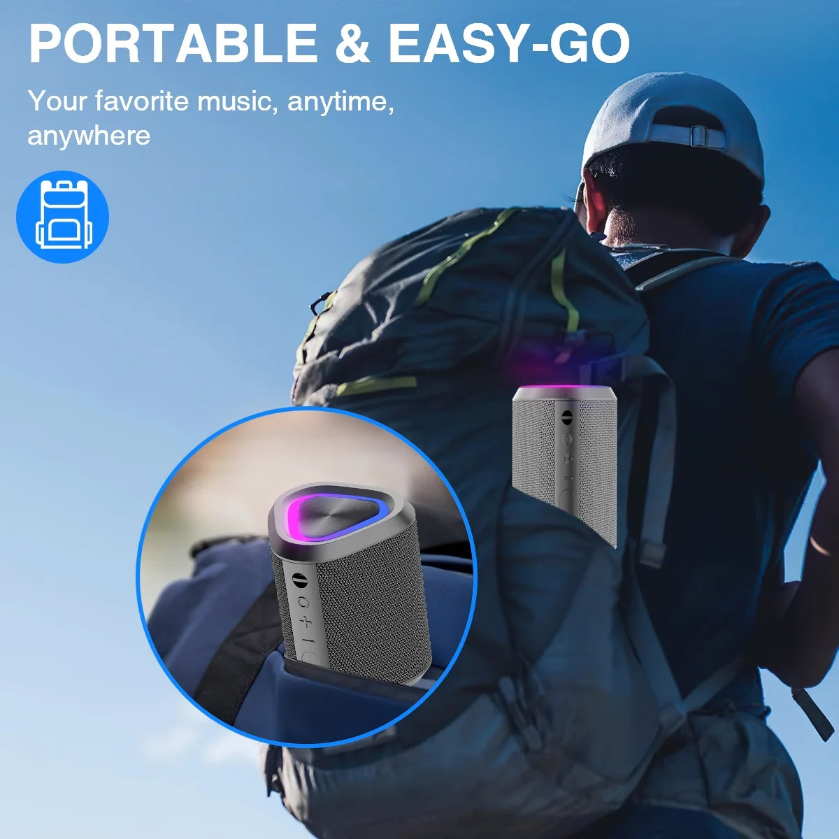 Ultimate 24H Portable Bluetooth Speaker - Wireless 5.0, Stereo Bass, 100 Ft Range & IPX7 Waterproof!