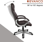 Executive Home Office Chair - Ergonomic Design, Modern, High Back, PU Leather, for Manager Office, Home Office - Brown