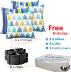 Patio Furniture Set Outdoor Sectional Sofa No Assembly Required 12 Pieces All Weather Wicker Conversation Set with Furniture Covers and 4 Pillows,12 PCS Navy Blue