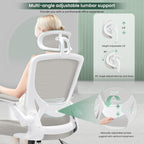 Ergonomic Office Chair, Breathable Mesh Desk Chair, Lumbar Support Computer Chair with Headrest and Flip-Up Arms, Swivel Task Chair, Adjustable Height Gaming Chair, Lightgray
