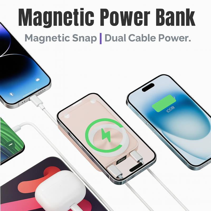 4-In-1 Magnetic Charging Kit – 10000Mah Foldable Power Bank + 20W Adapter + Dual Cables – Fast Charge 5 Devices for Ios & Android