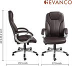 Executive Home Office Chair - Ergonomic Design, Modern, High Back, PU Leather, for Manager Office, Home Office - Brown