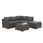 Patio Furniture, Outdoor Furniture, Seasonal PE Wicker Furniture, 4 Set Wicker Furniture with Tempered Glass Coffee Table