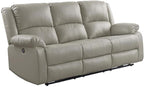 Zuriel Faux Leather Upholstered Power Motion Reclining Sofa in Beige