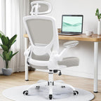Ergonomic Office Chair, Breathable Mesh Desk Chair, Lumbar Support Computer Chair with Headrest and Flip-Up Arms, Swivel Task Chair, Adjustable Height Gaming Chair, Lightgray