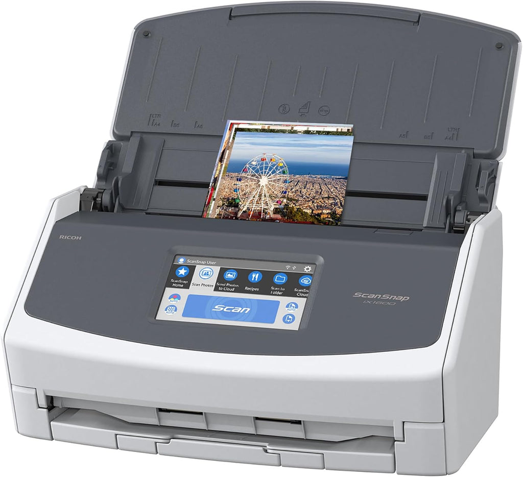 High-Speed Wireless & USB Document, Photo & Receipt Scanner with Large Touchscreen and Auto Document Feeder for Mac/PC - Ix1600