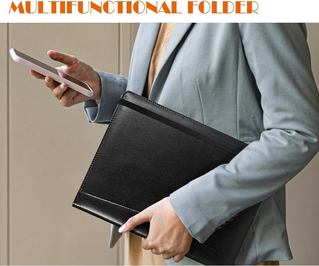 Leather Padfolio Business Portfolio Notebook Binder Office Organizer & Writing