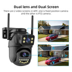 4K 8MP HD Outdoor PTZ Camera with Dual Lens and Dual Screen, AI Auto Tracking, IP CCTV Surveillance with Audio and Video, P2P Icsee Compatible