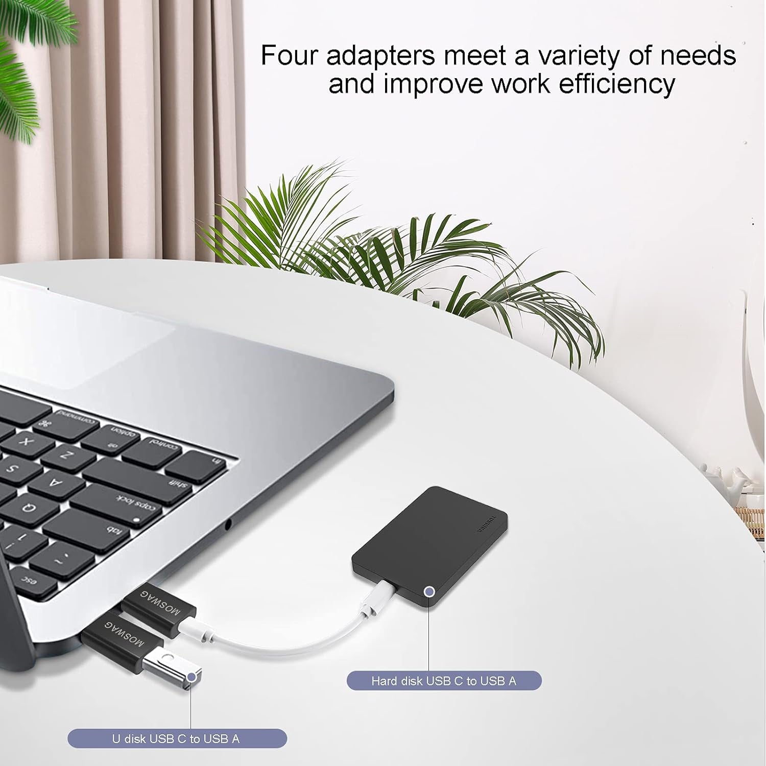 3 Pack USB C to USB Adapter - Male to Female, Type-C to Type a Compatible with Apple Magsafe Charger, Mac, Laptops and Pcs