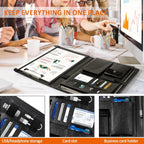Leather Padfolio Business Portfolio Notebook Binder Office Organizer & Writing