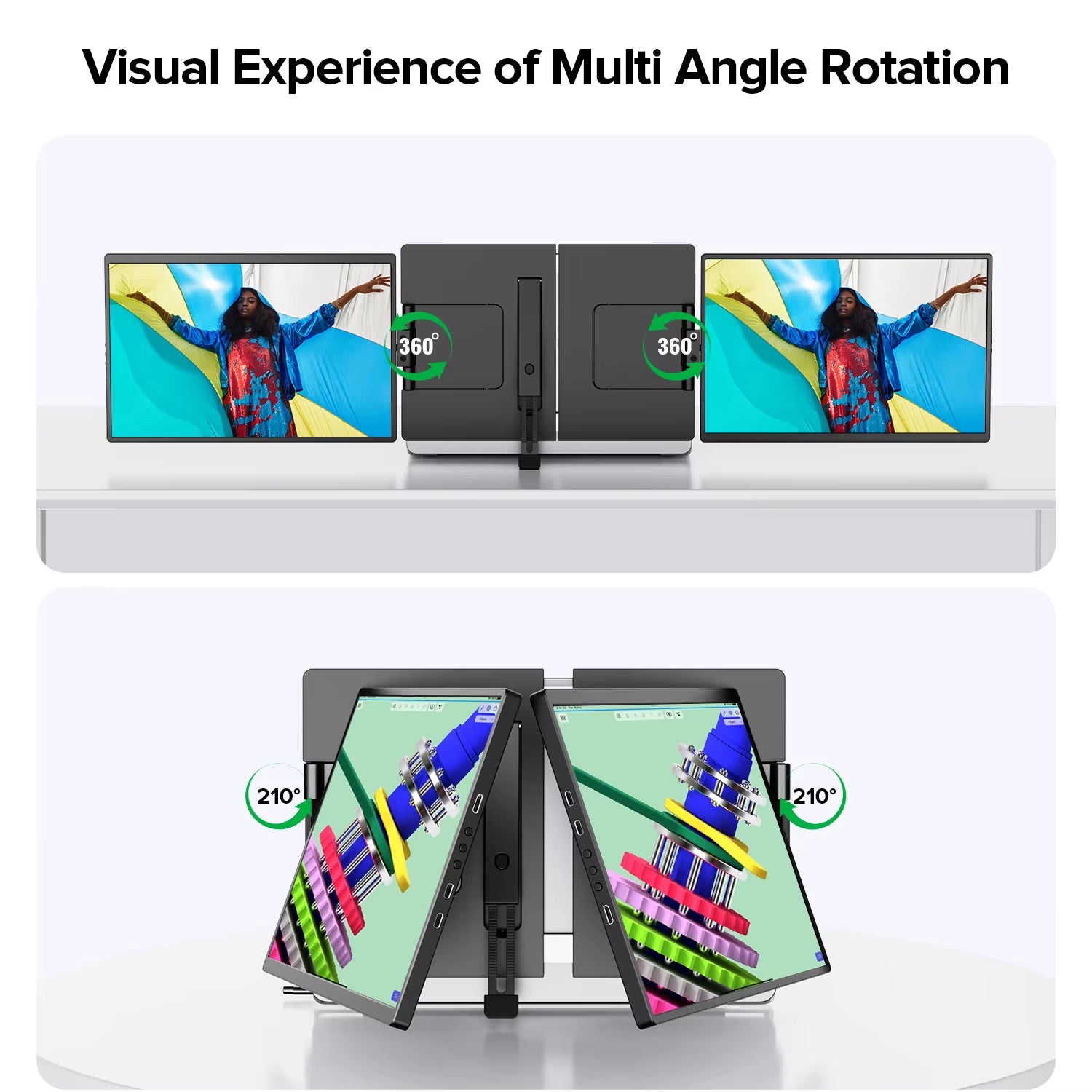 14" Triple Portable Monitor for Laptop 1400P IPS Extender Screen Type-C USB for PC Switch Mac Laptop up to 17.3“