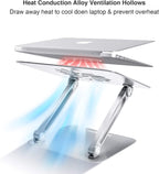 Adjustable Ergonomic Laptop Stand with Heat-Vent - Elevate Your Laptop for Comfort & Performance (Compatible with All 10-17" Laptops, Silver)