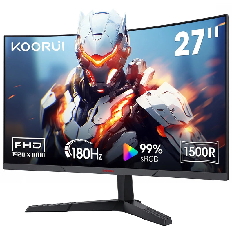 27 Inch Curved Gaming Monitor, 180Hz FHD Computer Monitors, 100% Srgb, Adaptive-Sync, 27E6CA