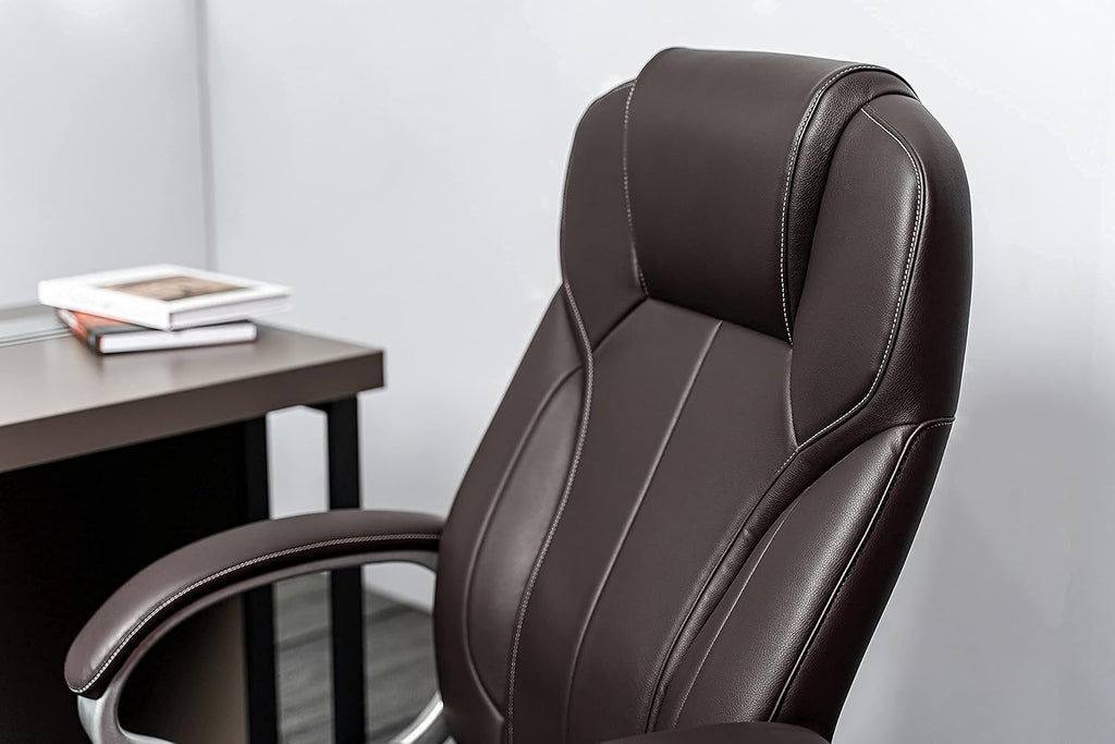 Executive Home Office Chair - Ergonomic Design, Modern, High Back, PU Leather, for Manager Office, Home Office - Brown