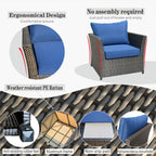 Patio Furniture Set Outdoor Sectional Sofa No Assembly Required 12 Pieces All Weather Wicker Conversation Set with Furniture Covers and 4 Pillows,12 PCS Navy Blue