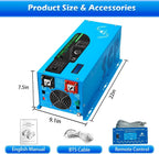 3000W DC 12V Peak 9000W Inverter Charger Pure Sine Wave Upgrade, AC 120V with 90A Battery AC Charger LCD Display, Low Frequency Inverter, for RV, Trailer, Camper, Home, Boat