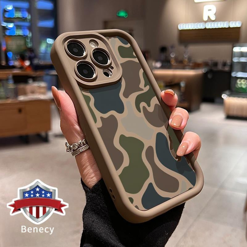 Soft Phone Case for Iphone 17 16 Pro Max 15 plus 14 13 12 11 Air XR XS E Camouflage Harmony Pattern TPU Bumper Camera Lens Protection Rugged Durable Phone Cover