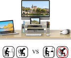 Desk Monitor Stand Riser with Adjustable Organizer Tray, Maple