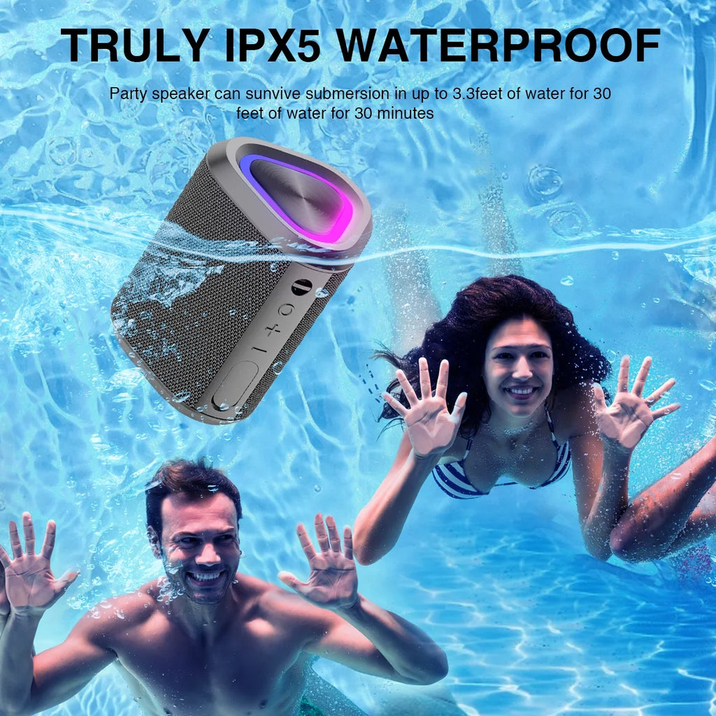 Ultimate 24H Portable Bluetooth Speaker - Wireless 5.0, Stereo Bass, 100 Ft Range & IPX7 Waterproof!