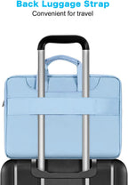 360 Protective Laptop Shoulder Bag Compatible with Macbook Air 15 M4 A3241 M3 A3114 M2 A2941/Pro 16 Inch M4 M3 M2 M1, 15-15.6 Inch Notebook,Matching Color Sleeve with Belt, Airy Blue