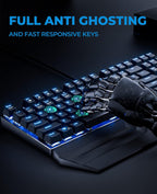 Mechanical Keyboard and Mouse Combo RGB Gaming 104 Keys Blue Switches Wired USB Keyboards with Detachable Wrist Rest, Programmable Gaming Mouse for PC Gamer Computer Desktop (Black)