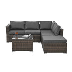Patio Furniture, Outdoor Furniture, Seasonal PE Wicker Furniture, 4 Set Wicker Furniture with Tempered Glass Coffee Table