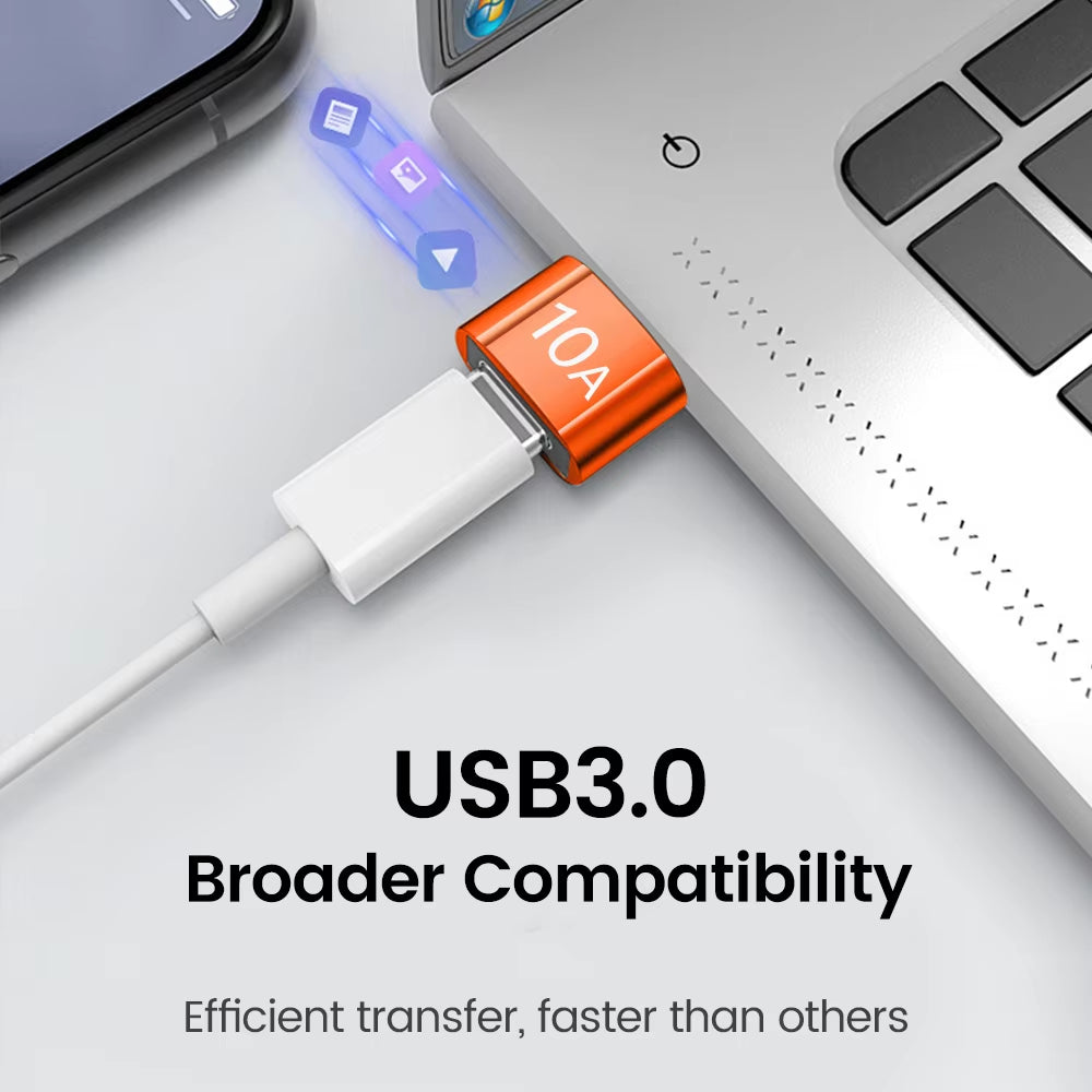 High-Speed 10A USB Type C to USB A Adapter - OTG Converter for MacBook, iPad, Huawei, Xiaomi & Samsung