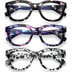 ZOELEAD 3 Pack Reading Glasses for Women Men Blue Light Blocking Readers with Spring Hinges Fashion Computer Eyeglasses