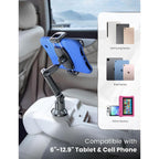 Tablet Holder for Car Ipad Cup Mount with 1.57" Depth Large Clamp 15" Height Adjustable Tab 6"-12.9" Cell Phone Stand Travel Accessories