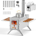 Docred Tent Wood Stove, Camping Gear for Hot Tent, 83 Inch, Portable Stainless Steel Wood Burning Stove with 7 Chimney Pipes & Gloves for Wall Tent Camping, Cooking, Ice Fishing, Hunting, Boiling Water, Keep Warm