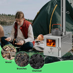 Docred Tent Wood Stove, Camping Gear for Hot Tent, 83 Inch, Portable Stainless Steel Wood Burning Stove with 7 Chimney Pipes & Gloves for Wall Tent Camping, Cooking, Ice Fishing, Hunting, Boiling Water, Keep Warm