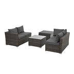 Patio Furniture, Outdoor Furniture, Seasonal PE Wicker Furniture, 4 Set Wicker Furniture with Tempered Glass Coffee Table