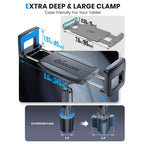 Tablet Holder for Car Ipad Cup Mount with 1.57" Depth Large Clamp 15" Height Adjustable Tab 6"-12.9" Cell Phone Stand Travel Accessories
