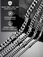 Thorns Cuban Chain for Men 9MM Thick Barbed Wire Choker Necklace Birthday Christmas Birthday Gifts for Dad Son Husband, 20 Inch