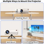 5G Wifi Projector with Bluetooth, 2024 Upgrade Native 1080P Projector for Outdoor & Camping, Wireless Mini Movie Projector Support 4K Resolution, for Home & Camping & Party