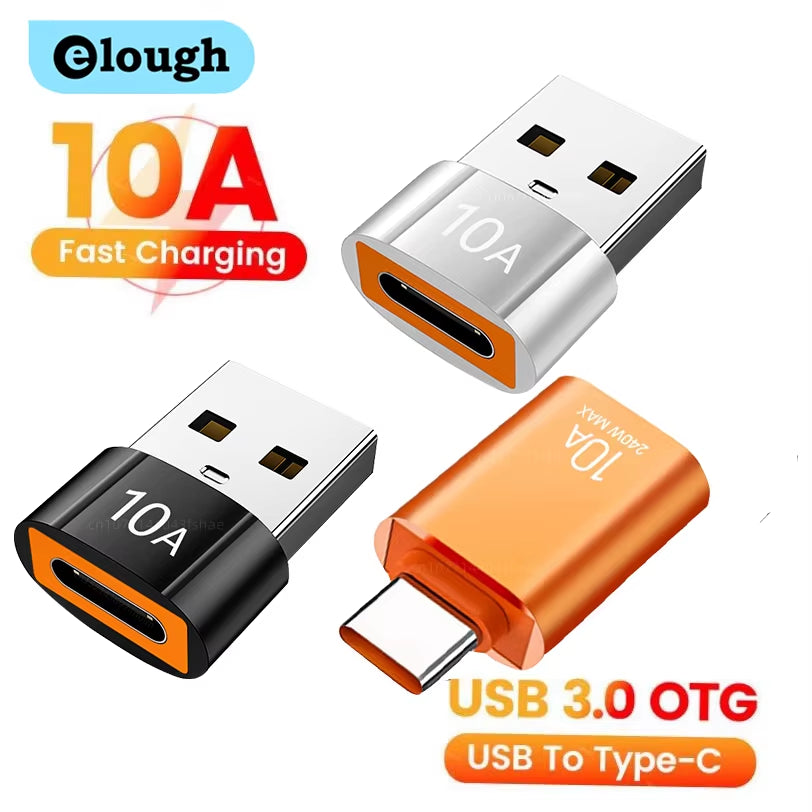 High-Speed 10A USB Type C to USB A Adapter - OTG Converter for MacBook, iPad, Huawei, Xiaomi & Samsung