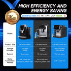 Moseener Super One-Touch Electric Espresso Coffee Maker Fully Automatic Commercial Grade for Household Use Portable US Plug For