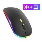 Sleek Rechargeable Bluetooth Mouse - 2.4GHz Wireless, Silent, LED Backlit, 1600 DPI for Ultimate Gaming & Productivity on PC & Laptop