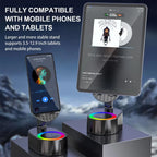 5 In1 Wireless Induction Bluetooth Speaker Phone Stand Cellphone Charger Power Bank Atmosphere Light Tablet Holder Bracket Black