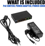 -Tech 6 Port Poe+ Switch (4 Poe+ Ports with 2 Ethernet Uplink and Extend Function) – 60W – 802.3At + 1 High Power Poe Port| Desktop Fanless Design | Plug & Play | Sturdy Metal Housing