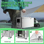 Docred Tent Wood Stove, Camping Gear for Hot Tent, 83 Inch, Portable Stainless Steel Wood Burning Stove with 7 Chimney Pipes & Gloves for Wall Tent Camping, Cooking, Ice Fishing, Hunting, Boiling Water, Keep Warm