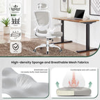 Ergonomic Office Chair, Breathable Mesh Desk Chair, Lumbar Support Computer Chair with Headrest and Flip-Up Arms, Swivel Task Chair, Adjustable Height Gaming Chair, Lightgray