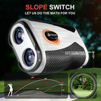 Golf Rangefinder with Slope, 1200 Yards, 7X Magnification, Rechargeable, Flag Lock Vibration, Glow-In-The-Dark, Sturdy Laser for Golfers (White)
