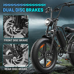 (12 MONTH WARRANTY) Electric Mountain Bike with 35 MPH in the Pure Electric Mode, Paired with Pedal Assist;15 Ah Battery; 20'' * 4'' Fat Tires; 7 Speed Gears; Eco-Friendly E-Bike for Adventure Lovers, Hunting Lovers, Urban Youths on Virous Terrains