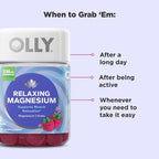 OLLY Relaxing Magnesium Chewable Supplement - 60 Gummies, Supports Muscle Relaxation, Raspberry Lavender Flavor