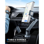 Tablet Holder for Car Ipad Cup Mount with 1.57" Depth Large Clamp 15" Height Adjustable Tab 6"-12.9" Cell Phone Stand Travel Accessories